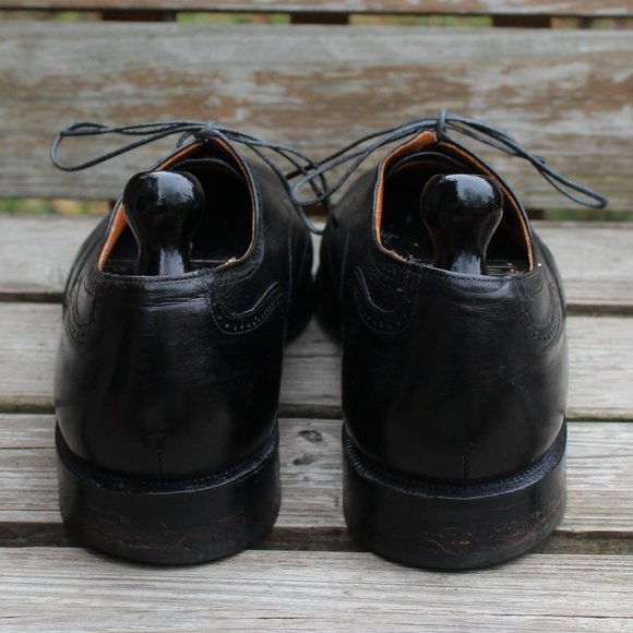 Vintage 80s Black Kangaroo Leather Wingtips, Dack's Canada, Men's 12 D - Picture 6 of 13